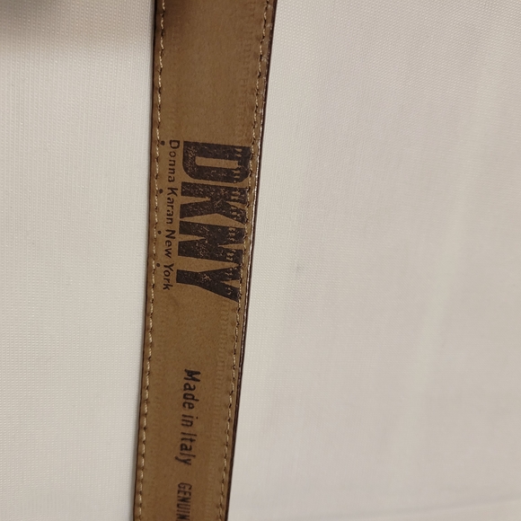 DKNY Brown Leather Belt with Gold Buckle - Picture 3 of 7